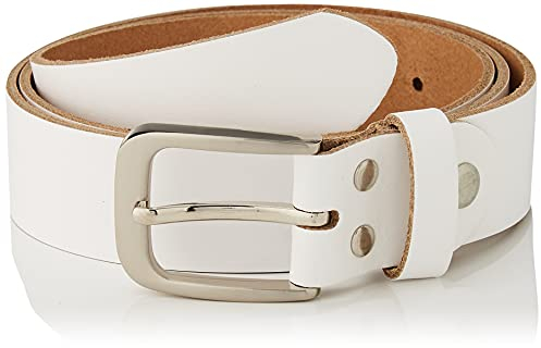 Vascavi Ledergürtel, 3 cm breit, Made in Germany, echt Leder Gürtel für Damen und Herren, kürzbar (80 cm Gesamtlänge 90 cm, Weiß)