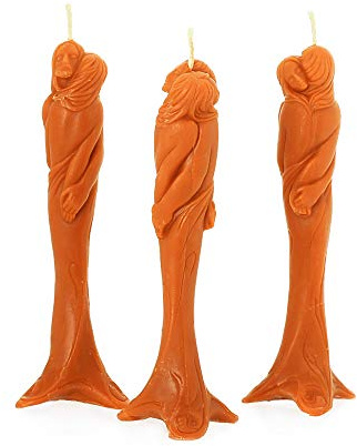 NKlaus Tropfkerzen für Kerzen Bienenwachs, Orange 3x Stella, 3 Stück | Handarbeit; Höhe: 13,5cm; Breite: 2,3cm; 40g