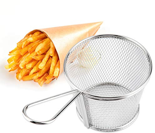 Mini Round Wire Stainless Steel Chips Deep Fry Baskets Food Presentation Strainer Potato Cooking Tool