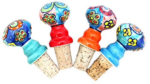 Gall&Zick Flaschenkorken Weinkorken Flaschenverschluss Keramik mit Naturkorken Set/4 (GZ-3459)