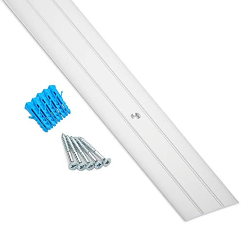 SOTECH 2 Stück Übergangsschienen Cross aus Aluminium Silber eloxiert 1000 x 37 x 2 mm Übergangsprofil gelocht inkl. Befestigungsset Bodenprofil für Teppich, Laminat, Fliesen Übergänge