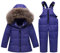 amropi Tuta da Sci per Bambino Unisex Tute Completo da Neve 2 Pezzi Invernale Giacca con Cappuccio e Pantaloni Viola,3-4 Anni