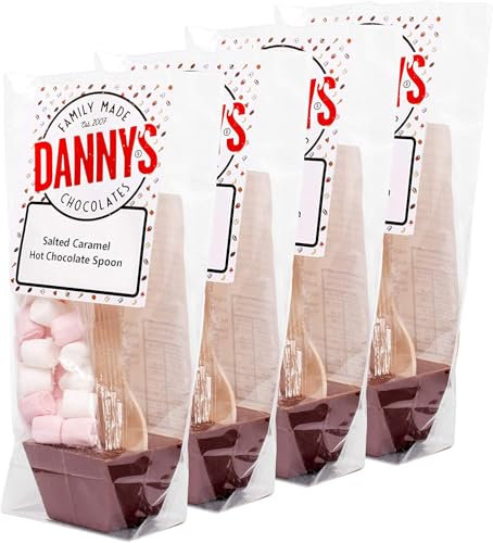 Danny's Smooth & Creamy Caramel & Marshmallow Hot Chocolate Spoons | 4 x Milk Chocolate Spoons with Marshmallows