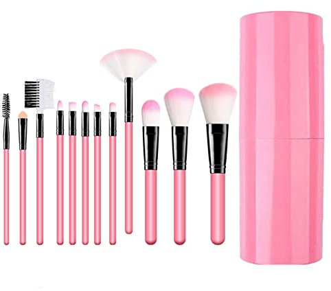 12-Piece Makeup Brush Set, MYKOMI Makeup Brushes Professional Make Up Brushes Premium Synthetic Brushes With Storage Box for Blending Face Powder Blush Concealers Eye Cosmetics (Pink)