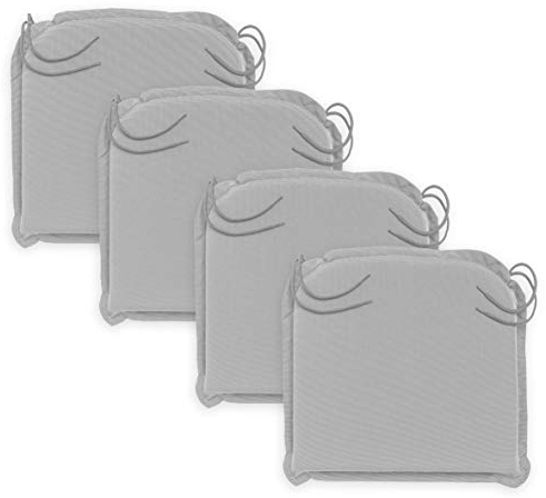 Traumnacht Komfort 4er Set Stuhlkissen/Sitzkissen Outdoor silber, Bezug abnehmbar, mit Eckbändern, 44 x 47 x 6 cm, produziert nach deutschem Qualitätsstandard