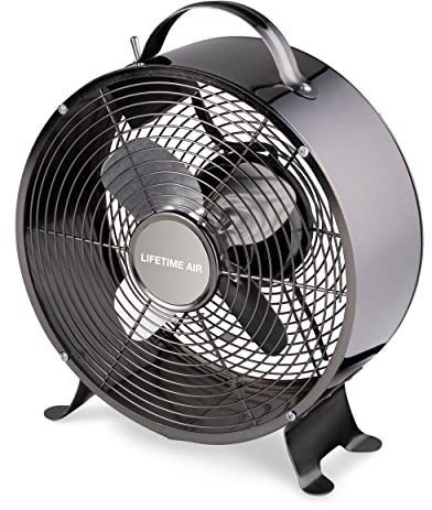 Lifetime Air - Ventilateur de Table - 230V - Ventilateur de Bureau 20CM - 2 Vitesses - Noir