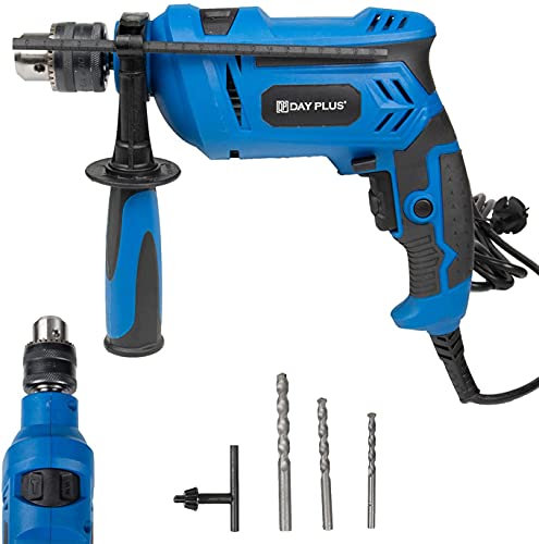 850W Rotary Hammer Drill Corded Heavy Duty Impact Drill with 13mm Metal Chuck & 3pcs Concrete Drill Bits, Electric Hammer & Impact Driver 2-in-1 Power Tools, Speed Variable 3000 RPM Power Wall Drill