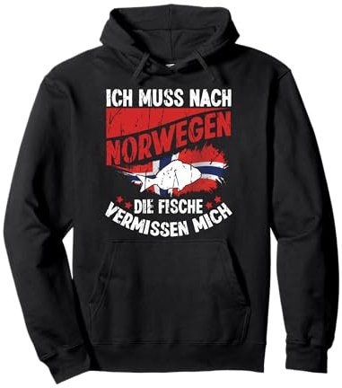 Ich muss nach NORWEGEN die Fische vermissen mich Geschenk Pullover Hoodie