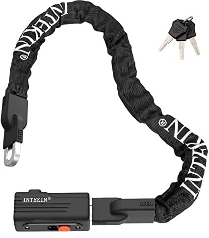 INTEKIN Bike Chain Lock 2.6FT 8mm Thick Steel Chain Heavy Duty Bike Lock Anti-Theft Bicycle Chain Lock with 3 Keys for E-Bike, Motorcycle, Gate, Fence