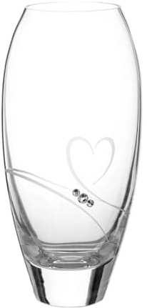 DIAMANTE Bud Vase - Small Hand Cut Crystal Vase with Swarovski Crystals and a Heart Design - 18cm gift packed (7 inch tall)