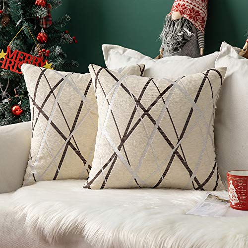 MIULEE 2er Set Kissenbezug Dekorative Chenille Moderne Dekokissenbezug Kissenbezüge Kissenhülle Sofakissen FederKissenbezüge Kissenhülle Kissen Für Sofa Schlafzimmer 60x60 cm Weiß