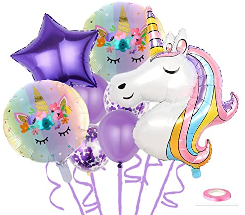 Catelves 8 Stück Einhorn Luftballons Helium, Folienballon Einhorn, Einhorn Folienballon Deko Kindergeburtstag, Einhorn Geburtstagsdeko Mädchen, für Mädchen Junge Kindergeburtstag Hochzeit Party