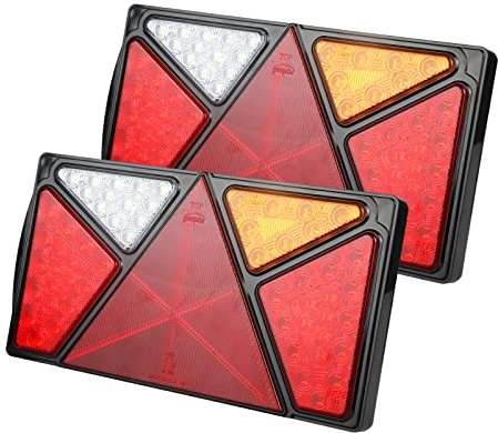 AOHEWEI Anhänger Rückleuchten Kit 12V/24V Wasserdicht Blinker/Bremse/Schwanz/Rückwärts/Nebel/Reflektor Licht mit 45cm langem 6-adrigem Kabel für LKW Wohnwagen LKW Van Traktor