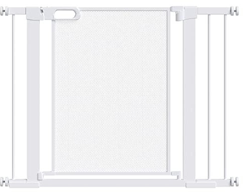 PawHut Pressure Fit Safety Gate for Doorways and Staircases, Dog Gate w/ Auto Closing Door, Pet Barrier for Hallways w/ Double Locking, Openings 75-103CM - White