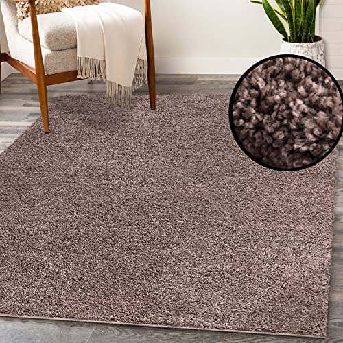 payé Teppich Wohnzimmer Hochflor Shaggy - 200x290cm - Braun Einfarbig Uni Flauschig Modern Boho Deko Teppiche Weich Schlafzimmer