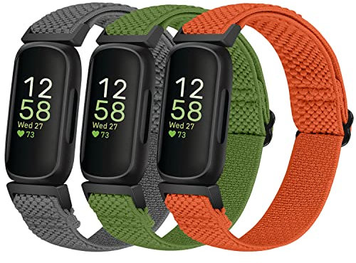 SOiiKE Armband kompatibel mit Fitbit Inspire 3/Inspire 2/Inspire HR/Inspire/Ace 3/Ace 2, elastisches Nylon-Sportarmband, verstellbar, weich, Ersatz, Damen und Herren, Nylon.