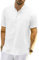 LVCBL Men's Linen Cotton Summer Short Sleeve Shirt - Regular Fit Casual Solid Shirt - White - 3XL