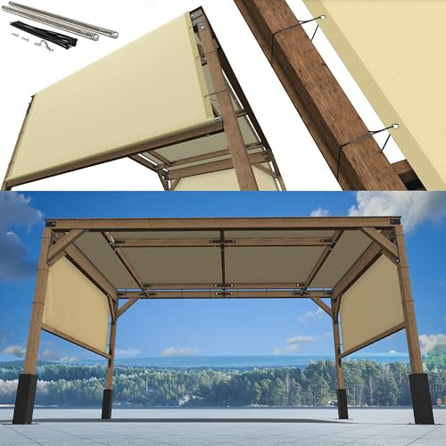 ShadeMart Pergola-Abdeckung mit Edelstahl-beschwerten Stangen und Ösen, 3 m x 40,6 cm (B x L), Beige – Ersatz für Terrassenüberdachung – kommerzielle Qualität 260 g/m² Tuch (wir Stellen individuelle