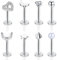 Gojewen 8stk Lippenpiercing Labret Stecker 8mm Edestahl 16G Piercing Helix Tragus Cartilage Medusa Lippe Silber Herz Stern
