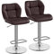 Yaheetech Juego de Taburetes de Bar Taburete de Altura Ajustable 89-111 cm Taburete Industrial Metal Silla de Cocina Tasburete Alto para Cocina Bar Comedor (Marrón-Poliuretano, 2 Unidades)