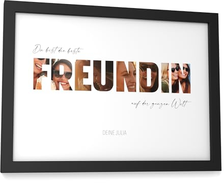 Papierschmiede® Geschenk für Beste Freundin personalisiertes Bild mit Fotos - A5 im Bilderrahmen - Geschenke für Frauen und Männer - BFF Dankeschön Geschenk Geburtstag Weihnachten