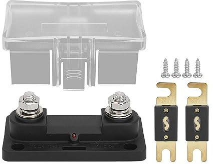 ANL Sicherungshalter mit LED-Anzeige für Auto, Wohnmobil, Yacht, DC48V, M8-Schaltkreisschutz-Sicherungshalter (Mit 2 Stück 200A Sicherungsstücken)