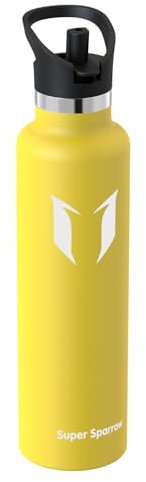 Super Sparrow Water Bottle 1L - FlipFlow Insulated Metal Water Bottles With Straw Lid - BPA-Free Kids Bottles Stainless Steel & Leakproof Thermal Flask - Ideal for Home, Office, Travel or Sports