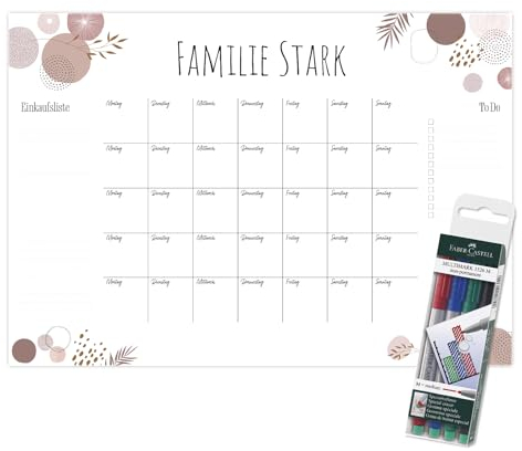 Primus Print - Wunsch Kalender - personalisierter Wandkalender - Abwaschbarer Familienplaner aus Acryl (Modern)
