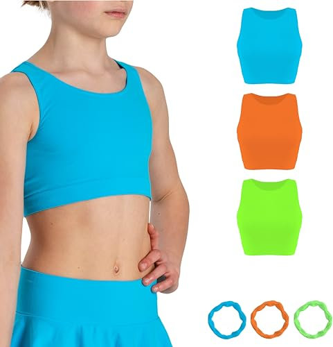 Risalti Top Bambina Americano Microfibra 3 pz - Top Ragazza Senza Cuciture ed Etichette, Top Sportivo Bambina, Reggiseno Ragazza Sportivo, Seamless, Bracciali in Omaggio - Made in Italy