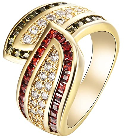 Ringe Damen mit Stein, Gold Rings Offener Ring mit Quadratischer Form Vergoldet Schmuck Größe 62 (19.7) mit Box