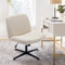 COLAMY Wide Office Chair, Padded Armless Task Vanity Chair Swivel Home Office Desk Chair 115°Rocking Mid Back Ergonomic Computer Chair for Home Working, Make Up, Gaming (Cross Base, Beige)