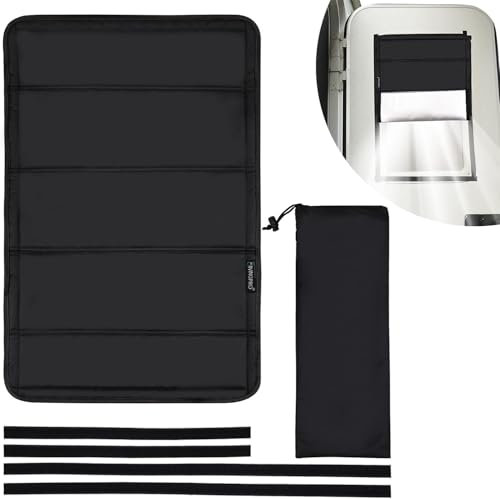 RVGUARD Copertura oscurante magnetica per porta e finestra per camper, protezione dai raggi UV e dalla privacy, con custodia (40,6 x 63,5 cm, nero)