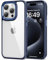 HOOMIL Cover per iPhone 15 Pro 6,1 Pollici, Custodia Anti-Ingiallimento, Antiurto e Anti-Graffi, Retro Rigida Trasparente - Blu