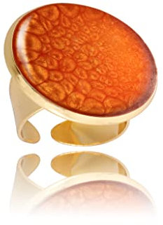 Klassisch Glanz Runde Klein oder Groß Statement Ringe Einstellbar für Damen (Stil 22 - Orange)