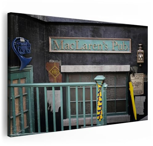 Artmazing | MacLaren's Pub Bild bunt | S-Art Bilder | MacLaren's Pub Bilder Modern | Coole Wandbilder Wohnzimmer | Wandbild MacLaren's Pub Deko XXL | Bild Leinwand XXL | MacLaren's Pub Bilder Wand