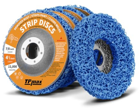 115mm x 22mm Stripping Discs for Rust and Paint Removal - Poly Abrasive Angle Grinder Wheels, 5-Pack (Blue)