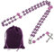 XoeLLe Kreuz Rosenkranz, Holy Mary Orthodoxes Kreuz, Kreuz Kette, Rosenkranz Kette mit Samt Geschenkbeutel, Kommunion Geschenke für Mädchen, Katholische Christen Religiöse Kommunion, Taufe (Lila)