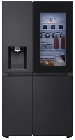 LG GSXE81EVBD Side-by-Side Kühlschrank mit Gefrierfach (628 L, Energieklasse D) mit InstaView, Door-in-Door, Total No Frost, Eis- und Wasserspender, Schwarz