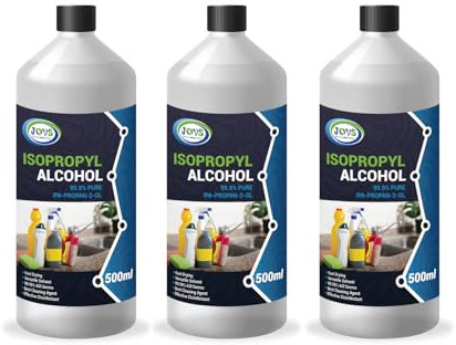 Isopropyl Alcohol 99.9% Pure | Lab Grade IPA | Isopropanol 3x 500 ml | Rubbing Alcohol for Cleaning and Disinfecting | Solvent for Electronics, Windows, Glass, Appliances. (1.5 Litre)