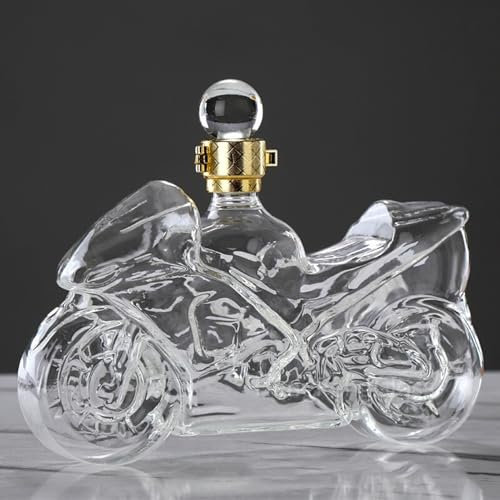 DUOAZJL Statue d'art - Carafe à Whisky Moto 750 ML, Carafe à Whisky, Carafe à vin ou à Liqueur, Bouteille Vide en Verre Moto, canette scellée en Forme de Voiture