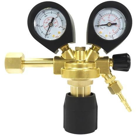 Druckminderer Argon CO2 Schutzgas Gasdruckregler - Druckminderer für Argon/CO2 Gasflasche mit Absperrventil 200 bar, W21,8 Anschluss