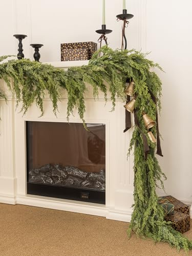 PARTY JOY 2.75M Weihnachtskranz, Realistischer Winter Kiefer-Girlande, GrüNer Zeder Girlande, FüR Tisch, Kamin, Wand, Innen- Und AußEnbereich, Weihnachtsdekoration (Pur Grün)