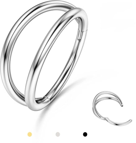 316L Edelstahl 16/18/20G Nasenpiercing Ring Nasenring Conch Helix Piercing | 1 pcs Schwarz Septum Clicker Rook Tragus Creolen Knorpel Ohrring Schmuck 8/10/12mm, 14K Gold Plated, Silber, Roségold