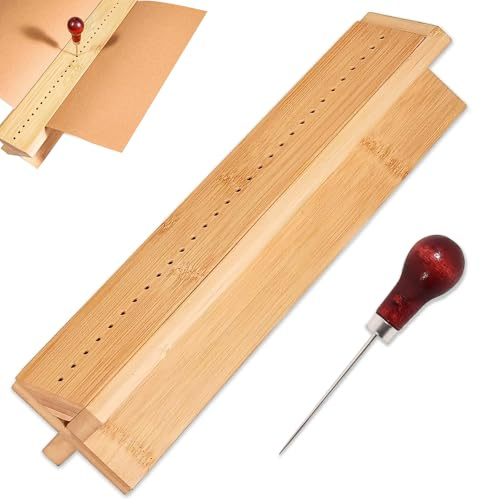 Holz Buchbinder Set, Stanzer Buchbinden Bindegerät Papierstanzer Buch Binder Stanz Werkzeug Set mit Einer Ahle und Wiege für DIY Handwerk Zeitschriften Planer Bücher