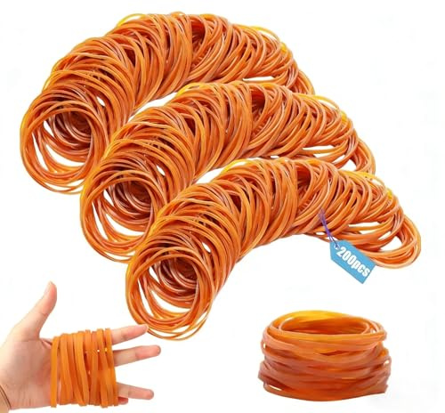 200 Pcs Rubber Bands 38×3 mm Small Elastic Bands Brown | Natural Rubber, Good Elasticity, Reusable, for Bank Office Home School Stationary and Cable Organization
