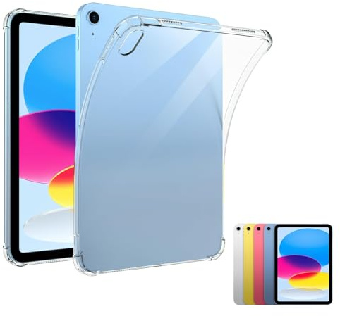 Crystal Clear TPU Case for iPad Air 11 6th-8th & 10.9 4th-5th Shockproof | Slim Transparent TPU, Shockproof Bumper Corners For Drop Protection. Crystal Clear, Lightweight, Easy To Install