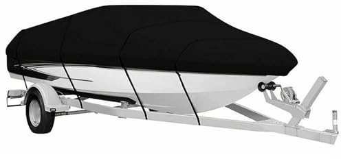 QPDDFG Bootsabdeckung Yachtabdeckung für Maxum 2100 SR3, Wasserdicht Bootspersenning Bootsplane,Oxford Gewebe Abdeckplane Boot,für V-Rumpf Ruderboot Angelboot,A Black