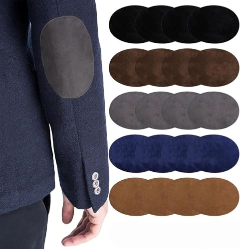 Sew On Patches for Clothing, QIANSSE 20PCS Elbow Patches for Wool Jumpers, 11x14cm Iron on & Sew on Repair Patches for Sweater Knee (Oval Felt)