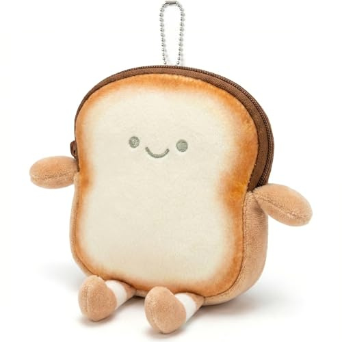 BCHMN Mini Porte Monnaie Mignon en Forme de Toast, Petite Pochette à Monnaie Amusante avec Fermeture éclair, pour écouteurs, Petits Articles pour Femme
