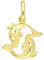 My Gold Damen Herren Kinder Sternzeichen Anhänger Fische Gold 585 Echtes Gelbgold (14 Karat) Mini 18mm x 11mm Klein (Ohne Kette) Majestico A-06006-G401-Fis